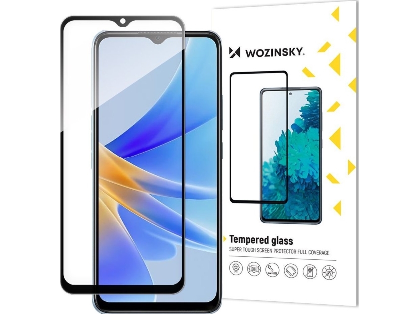 Wozinsky Full Glue Gehärtetes Glas Für Oppo A17 9H Für Den Ganzen Bildschirm, Schwarzer Rahmen