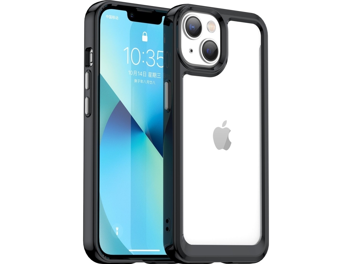 Outer Space Cover Til Iphone 14 Hårdt Cover Med Gel-Ramme Sort