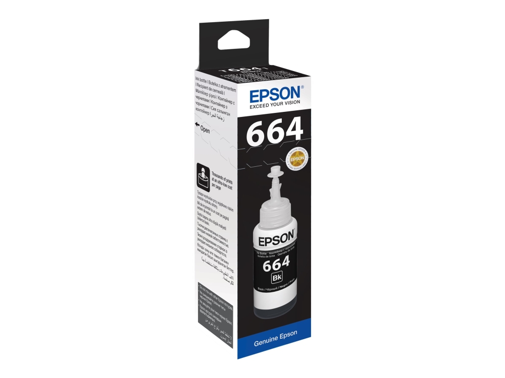 Epson T6641 - 70 Ml - Sort - Original - Blækrefill - For Epson L386 Ecotank Et-2600, 2650, L121 Ecotank Its L3050, L3060, L3070