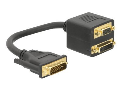 Delock - Vga-Adapter - Dvi-I (Han) Til Hd-15 (Vga), Dvi-I (Hun) - 20 Cm