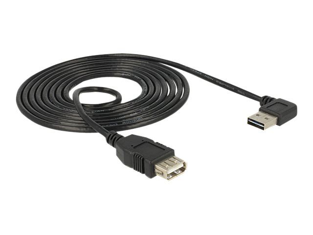 Delock EASY-USB - USB-förlängningskabel - USB (hona) till USB (hane) - USB 2.0 - 2 m - 90° anslutning - svart | EL Artiklar - Kablar och ledningar - Förlänga kabel och trådar | GameStuff