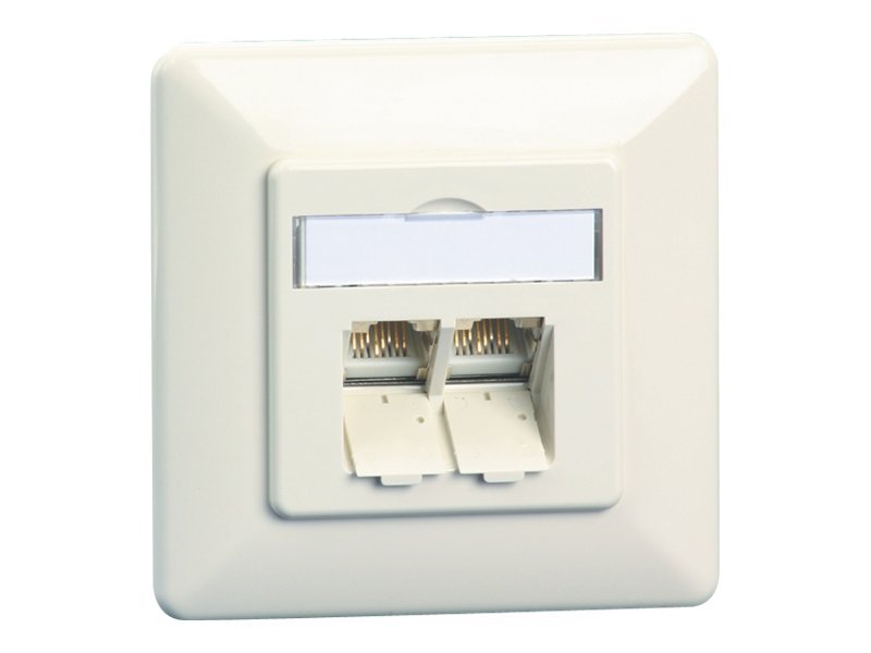 Btr E-Dat C6a Up - Planforsænket Stikdåse - Cat 6 - Rj-45 X 2 - Ren Hvid, Ral 9010