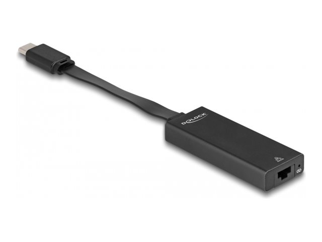 Delock Usb Type-C Adapter Zu Gigabit Lan Slim, Rj-45, Usb C, 0,09 M, Schwarz