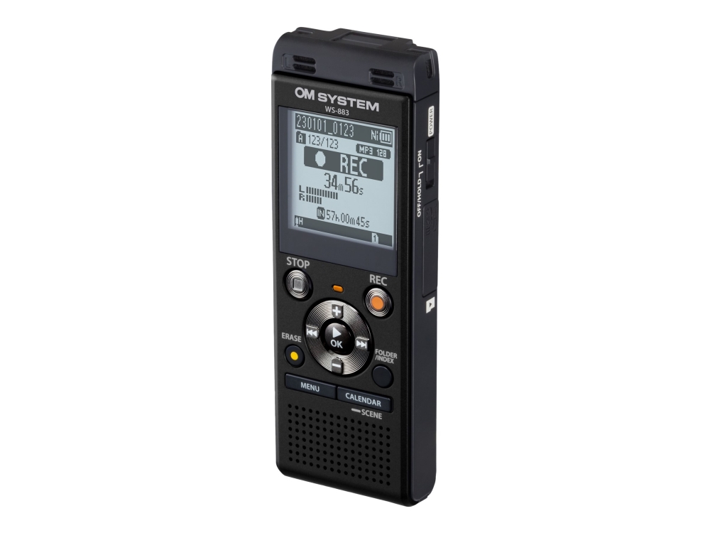 Olympus WS-883, 4220 t, LPCM, MP3, 8 ohmia (O), 40 - 17000 Hz, 8 - 128 Kbit/s, 8 Mt, 8 MB