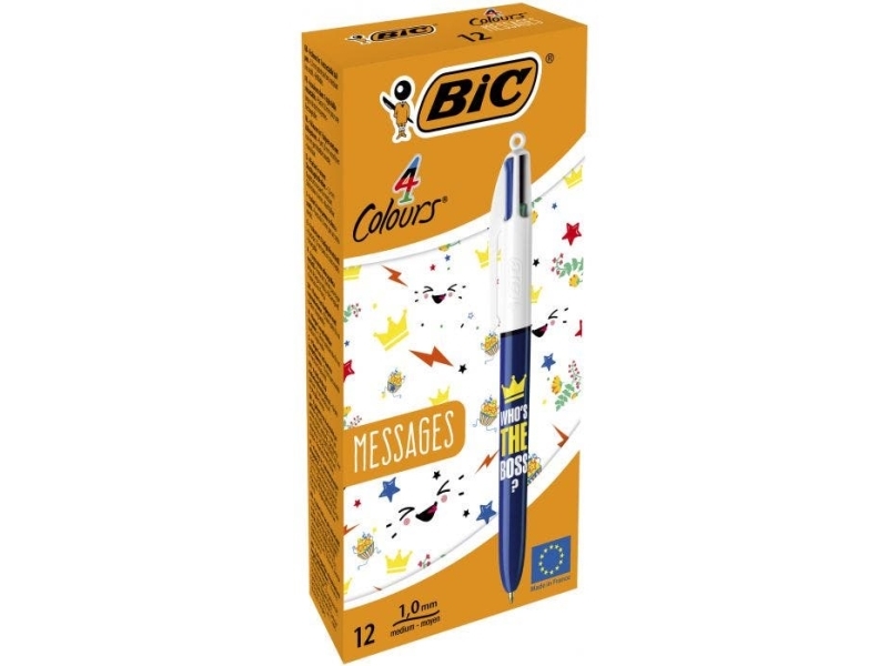 Bic 992563, Clips, Kuglepen Med Flere Funktioner, Genopfyldelig, Sort, Blå, Grøn, Rød, 12 Stk, Mellem
