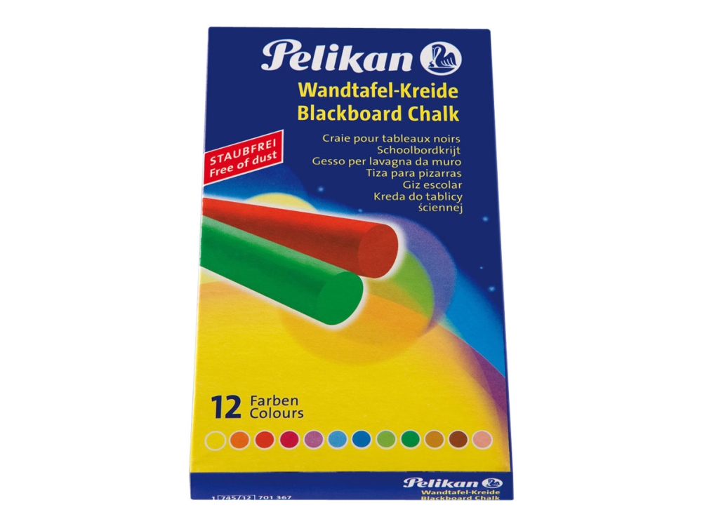 Pelikan 745 - Krita - blandade färger (paket om 12) | Skola & Hobby - Solida färger - Färgkritonger för skolanvändning | GameStuff