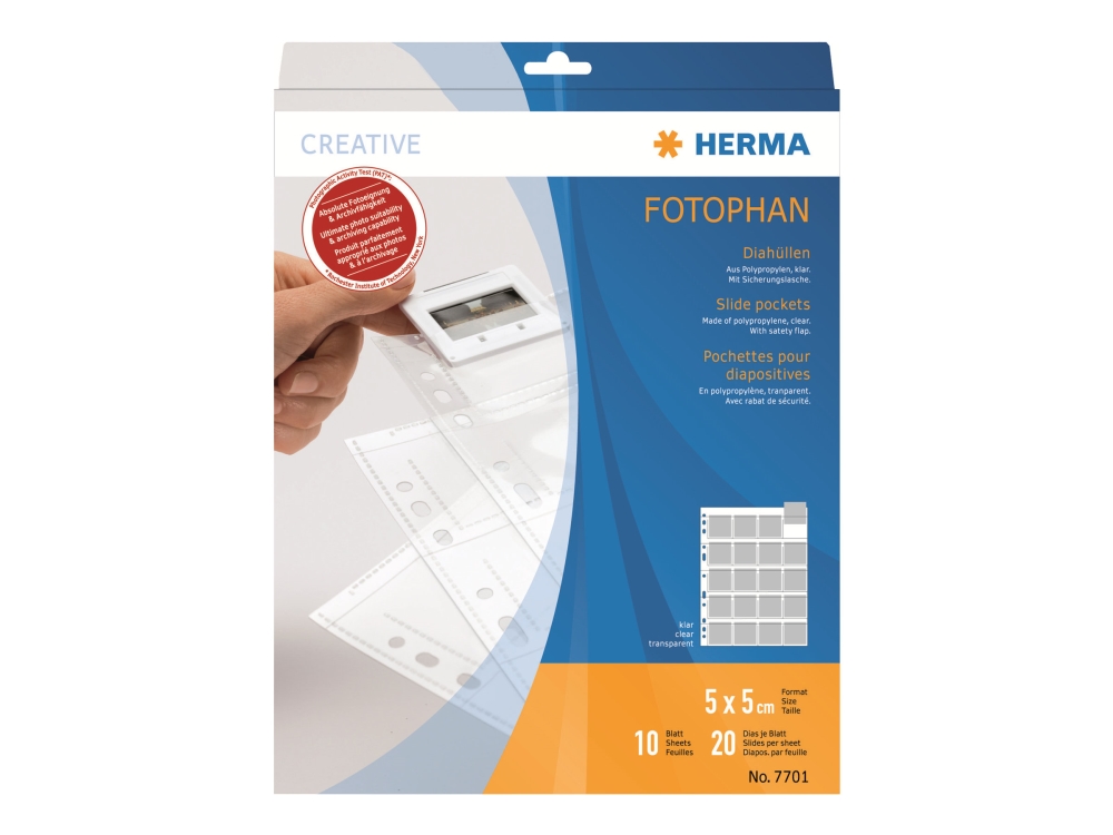 HERMA 7701, Läpinäkyvä, Polypropeeni (PP), 50 x 50 mm