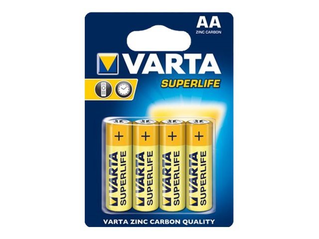 Varta Superlife, Einwegbatterie, Aa, Zink-Karbon, 1,5 V, 4 Stück(E), Grau, Gelb