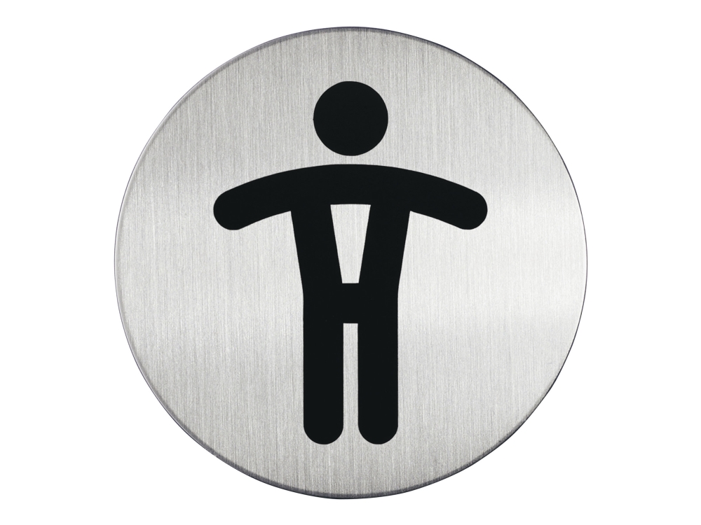 Symbolskilt Durable Herretoilet Ø83 mm metal piktogram