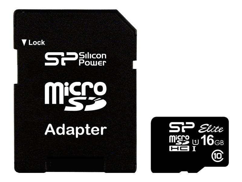 Silicon Power Elite - Flash-Speicherkarte (Microsdhc/Sd-Adapter Inbegriffen) - 16Gb - Class 10 - Microsdhc Uhs-I (Sp016gbsthbu1v10-Sp)