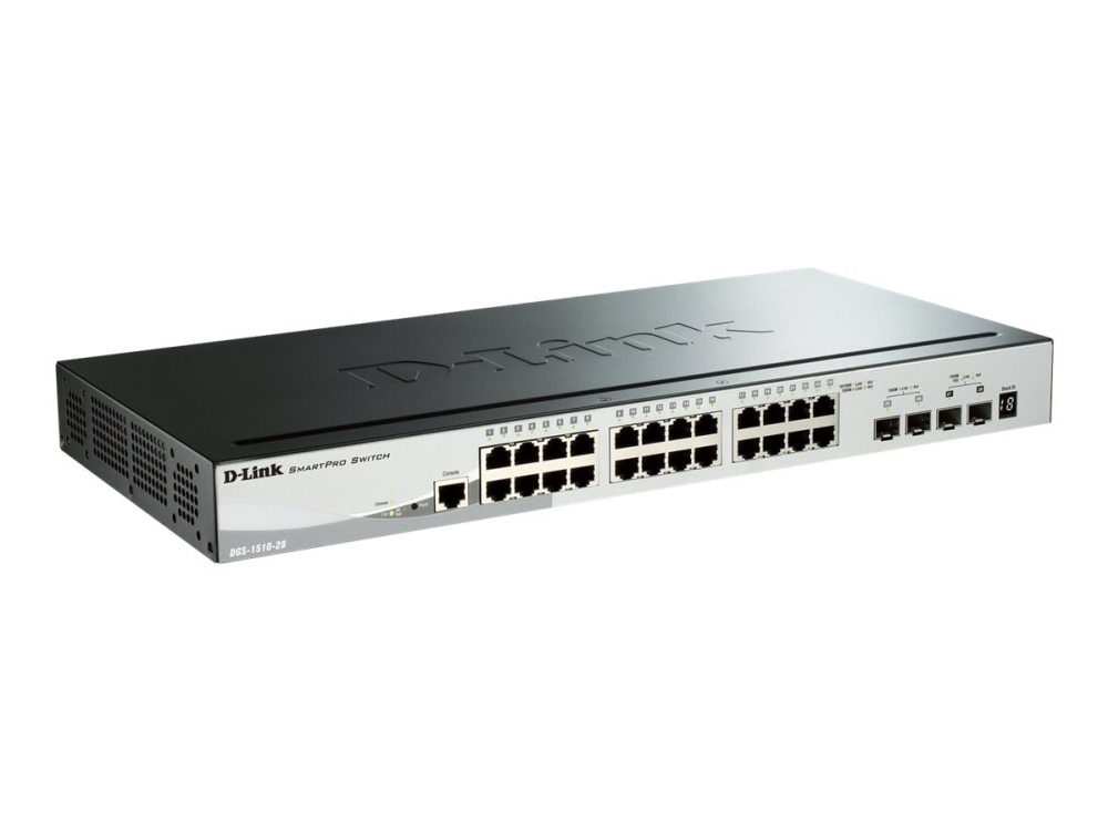 D-Link Dgs 1510-28X - Switch - L3 - Smart - 24 X 10/100/1000 + 4 X 10 Gigabit Sfp+ - Desktop, An Rack Montierbar
