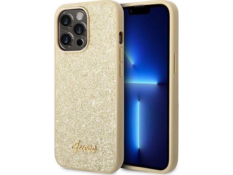 Guess Glitter Script Case Für Iphone 14 Pro - Gold