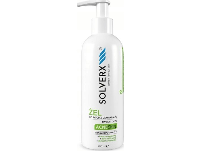 Solverx Acne Skin Cleansing Gel For Face And Eye Makeup Removal 200Ml