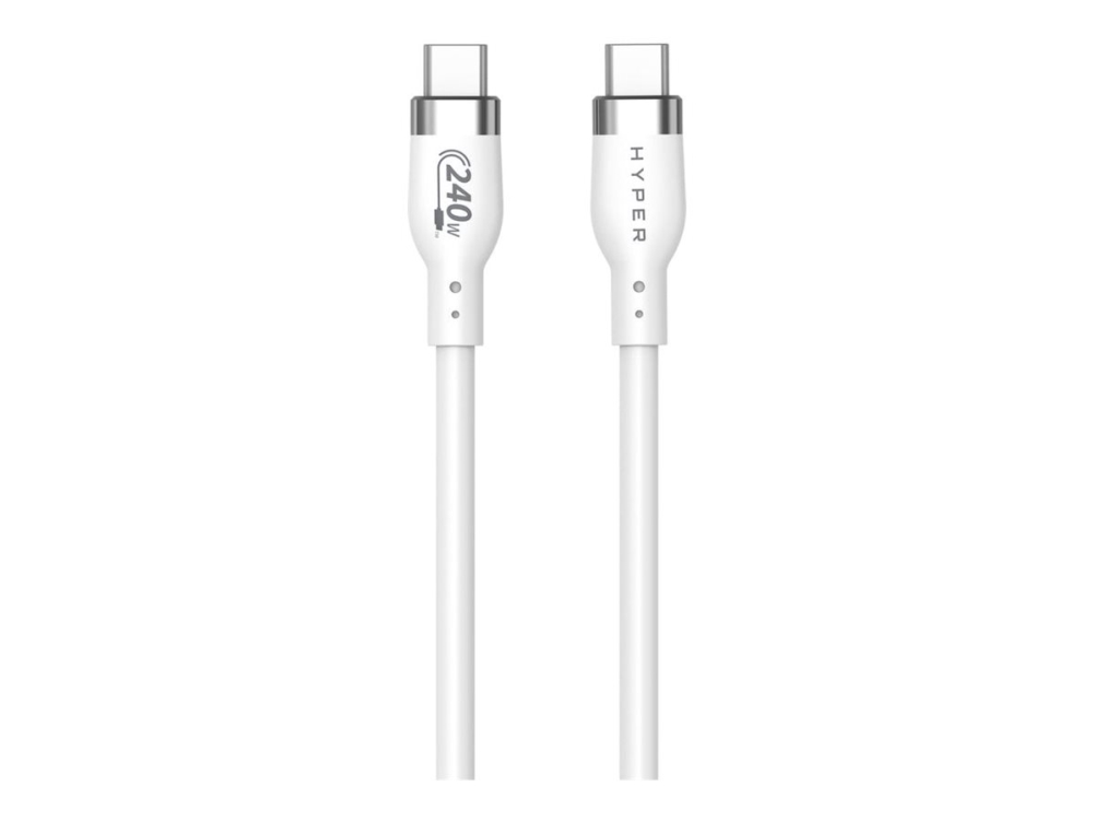 HyperJuice - USB-kaapeli - 24-nastainen USB-C (uros) - 24-nastainen USB-C (uros) - USB 2.0 - 2 m - Extended Power Range (EPR), USB Power Delivery (240 W) - valkoinen - valkoinen