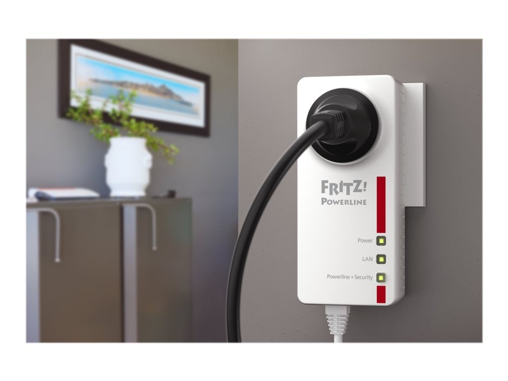 Fritz!Powerline 1220E - Powerline-Adaptersæt 1Gbe, Homeplug Av (Hpav) 2.0, Ieee 1901 - Kan Sluttes Til Vægstik