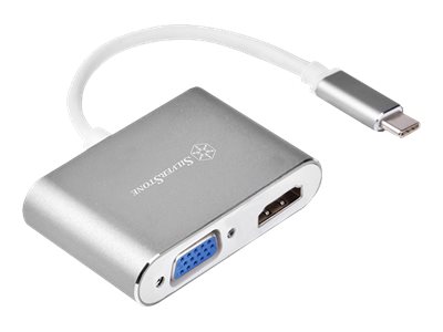 SilverStone EP16 - Ekstern videoadapter - VL100/IT6562FN - USB-C 3.1 - HDMI, VGA - brunsort
