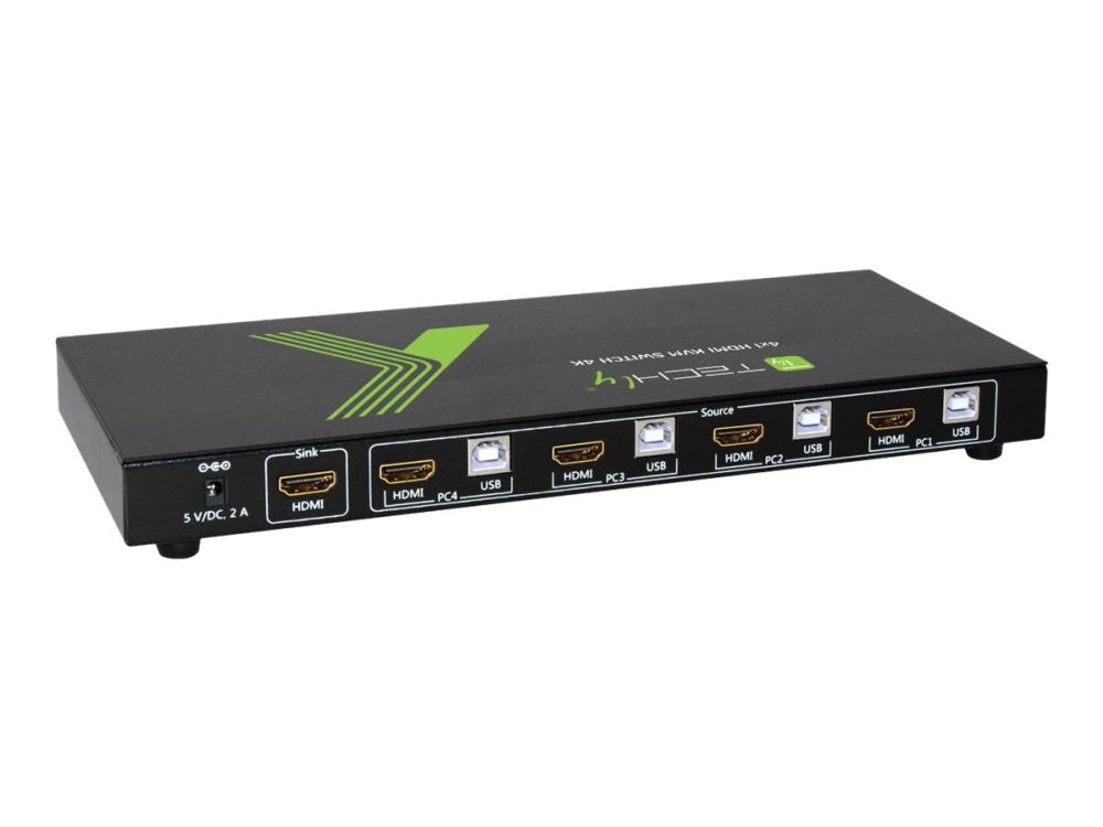 Techly 4X1 Usb Hdmi Kvm Switch 4Kx2k - Kvm / Audio / Usb Switch - 4 X Kvm / Audio - 1 Lokalbruger - Desktop