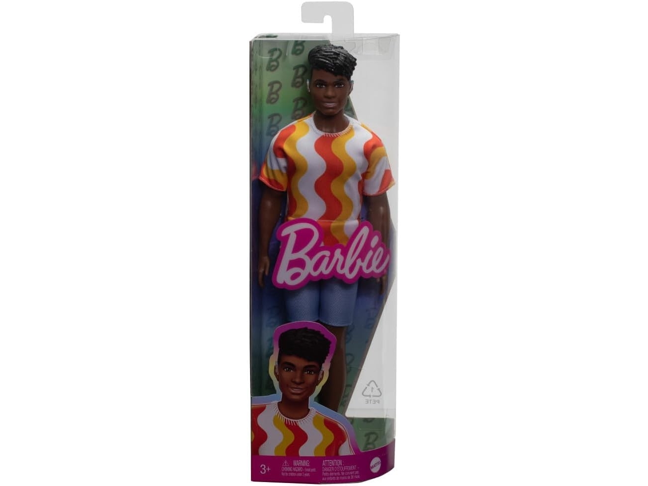 Barbie Lalka Fashionistas Ken T-Shirt Biało-Pomarańczowe Sprechen Hrh23 Mattel