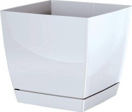 Prosperplast Blomsterpotte Med Underskål Kvadratisk Coubi Hvid 10X9,2 Cm
