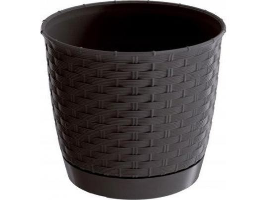Prosperplast potte med underkop rund Ratolla 22×19,5 cm umbra