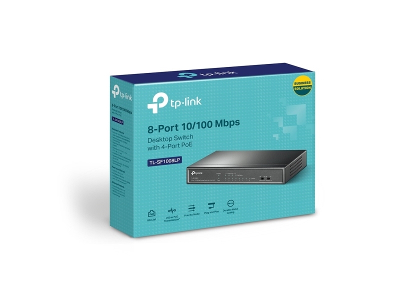 Tp-Link Tl-Sf1008lp, Ikke Administreret, Fast Ethernet (10/100), Fuld Duplex, Strøm Over Ethernet (Poe), Kan Monteres På Væggen