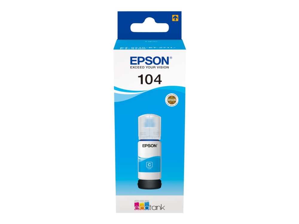 Epson Ecotank 104 - 65 Ml - Cyan - Original - Blækbeholder - For Ecotank Et-14100, 1810, 2810, 2811, 2814, 2815, 2820, 2821, 2825, 2826, 2910, 2927,