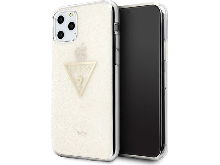 Guess Guhcn58sgtlgo Iphone 11 Pro Hårdt Cover - Glitter Trekanter - Guld/Guld