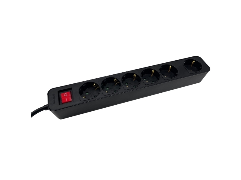 M-Cab Pow0027, 3 M, Indendørs, 1,5 Mm², Plast, Sort, 6 Ac Stikkontakt(Er)