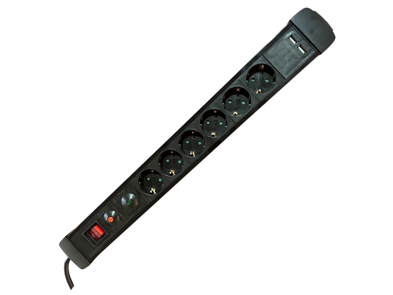 M-Cab Pow0025 Netzkabel 1,5 M Splitter 6 X Netzsteckdose Intern Schwarz
