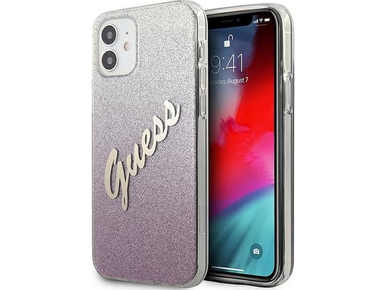 Guess Guhcp12spcuglspi Iphone 12 Mini 5,4" Pink/Pink Hardcase Glitter Gradient Script