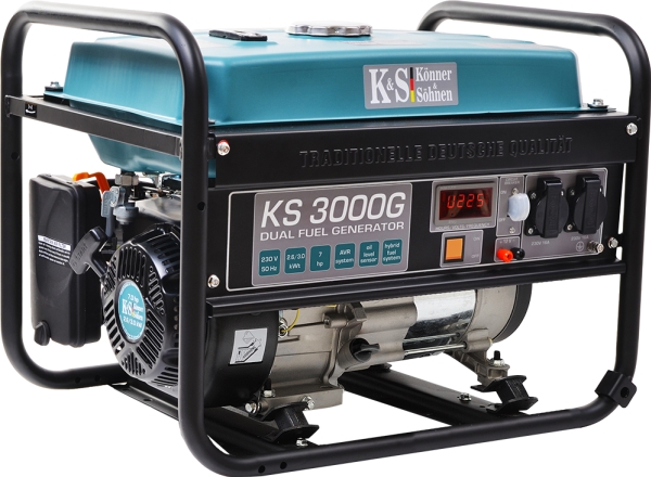 Könner & Söhnen hybrid (benzin/benzin) generator 2,6kW 230V KS 3000 G