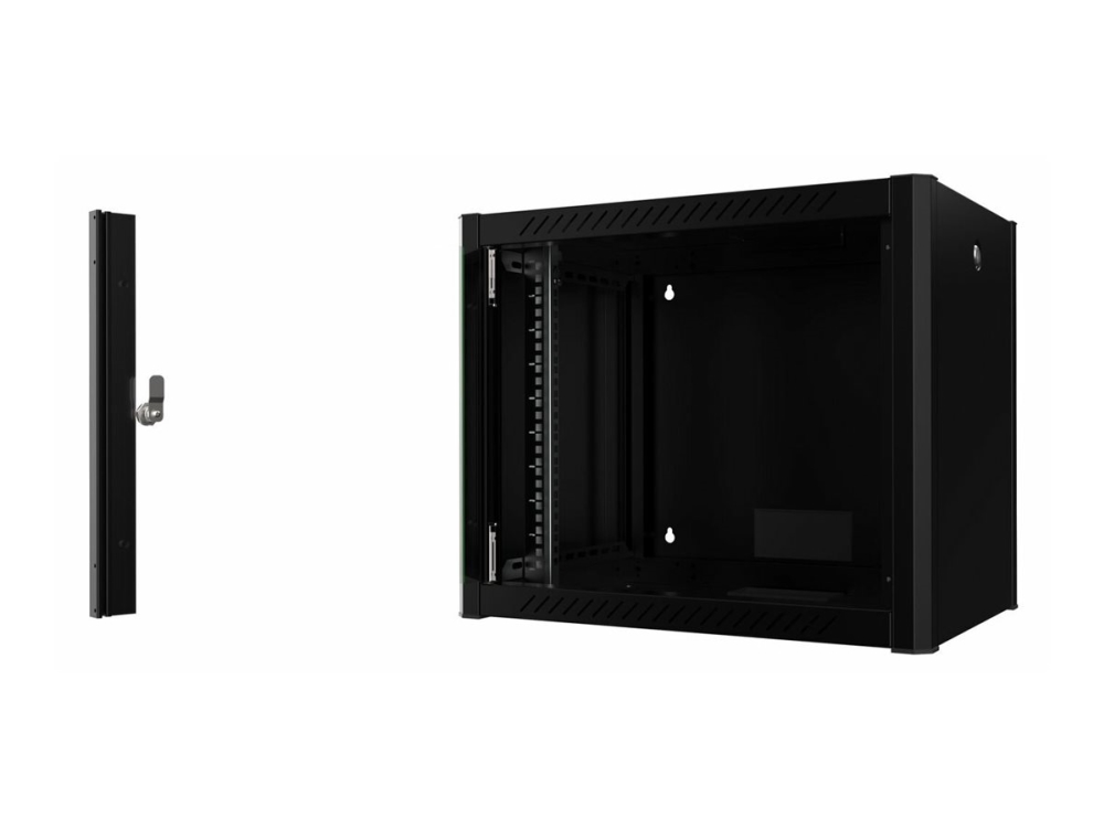 Lanview By Logon - Rack Kabinet - 60 X 45, Pro - Vægmonterbar - Ral 9005, Sort - 9U - 19"