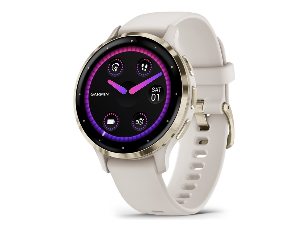 Garmin Venu 3S - 41 mm - elfenben - smartklokke med bånd - silikon - håndleddstørrelse: 110-175 mm - display 1.2 - 8 GB - Bluetooth, Wi-Fi, ANT+ - 40 g