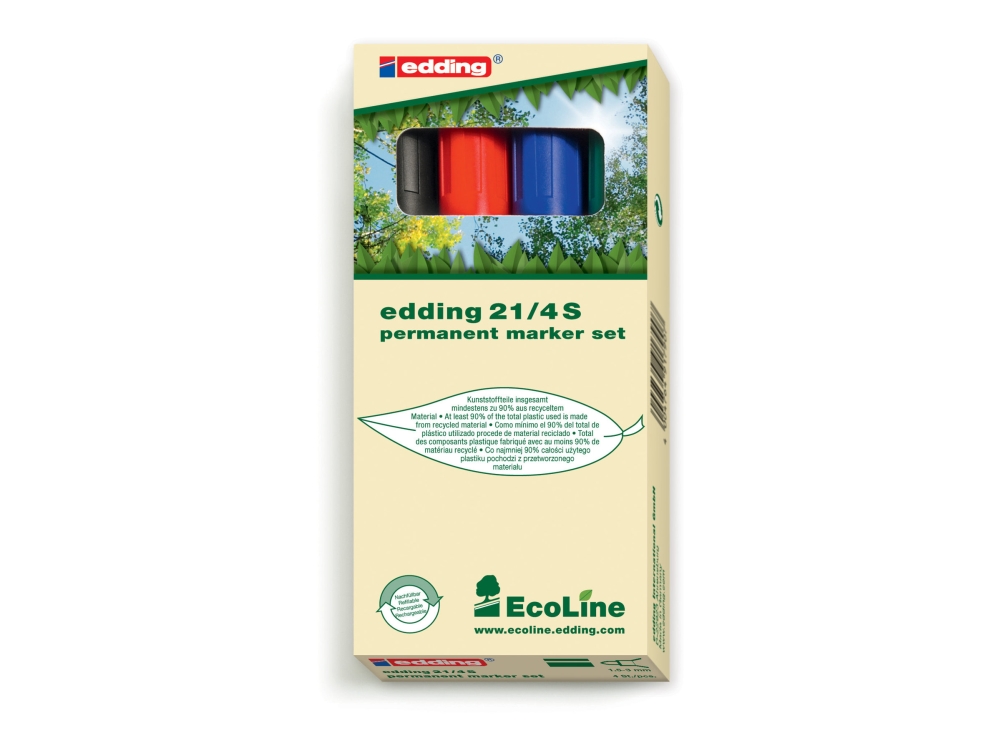 Edding Ecoline 21, Schwarz, Blau, Grün, Rot, Mehrfarbig, Kunststoff, 1,5 Mm, 3 Mm, 4 Stück(E)