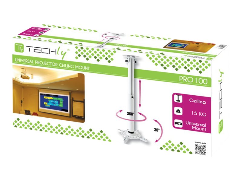 TECHly - Konsol - för projektor - aluminium, stål - vit - takmonterbar | TV, Ljud & Bild - Projektor og Projektorduk - Projektorstativ & fästen | GameStuff