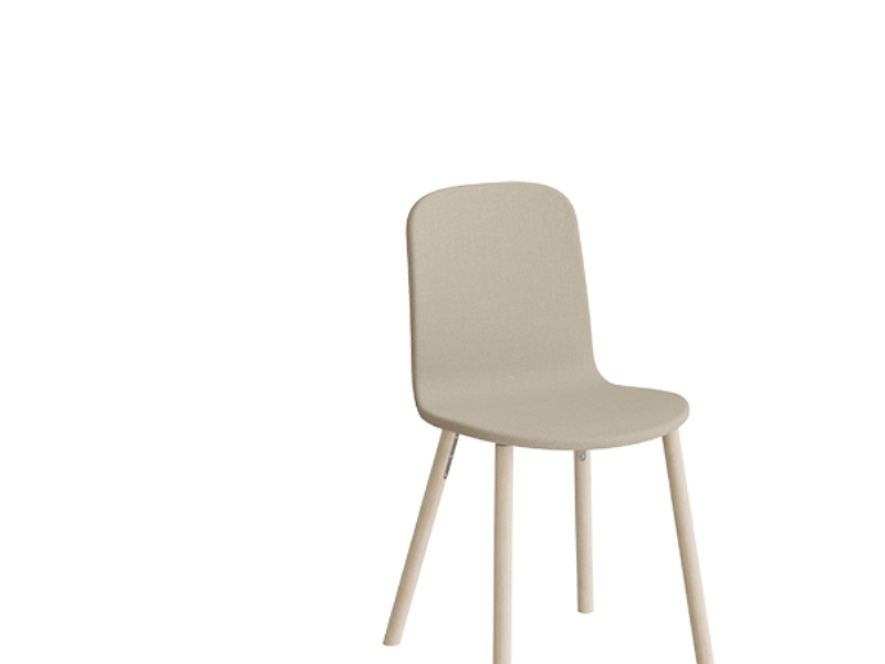 Stol Add 5901 Wood Hel Betrukket I Beige Tekstil, Træben