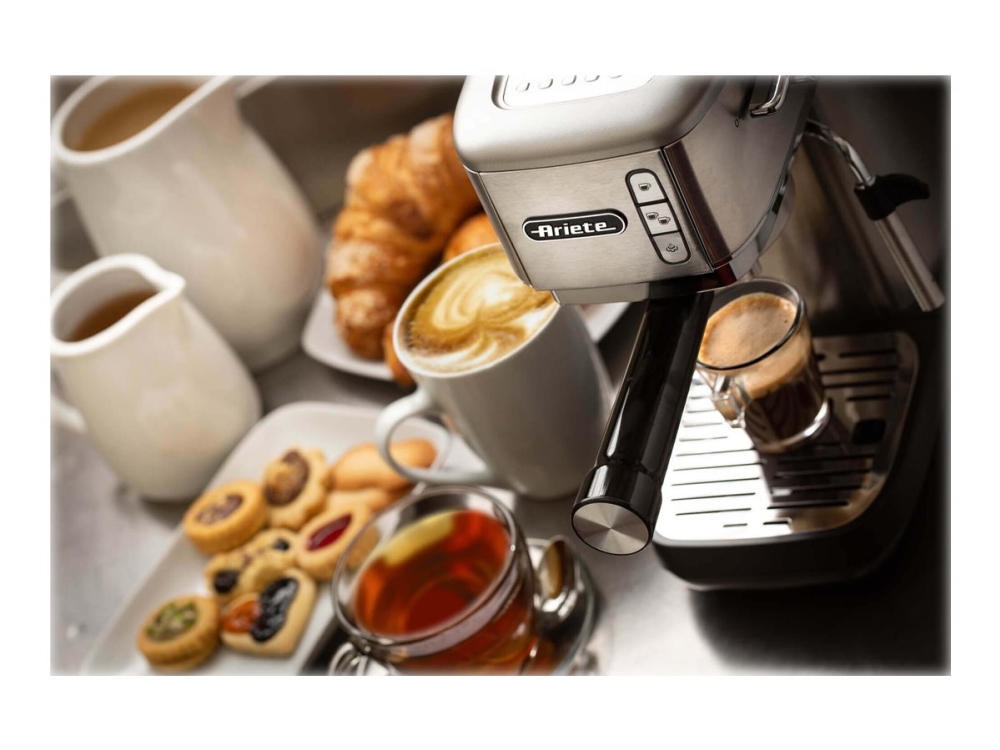 Ariete 1380 - Kaffemaskine med mælkeskummer - 15 bar - sølv