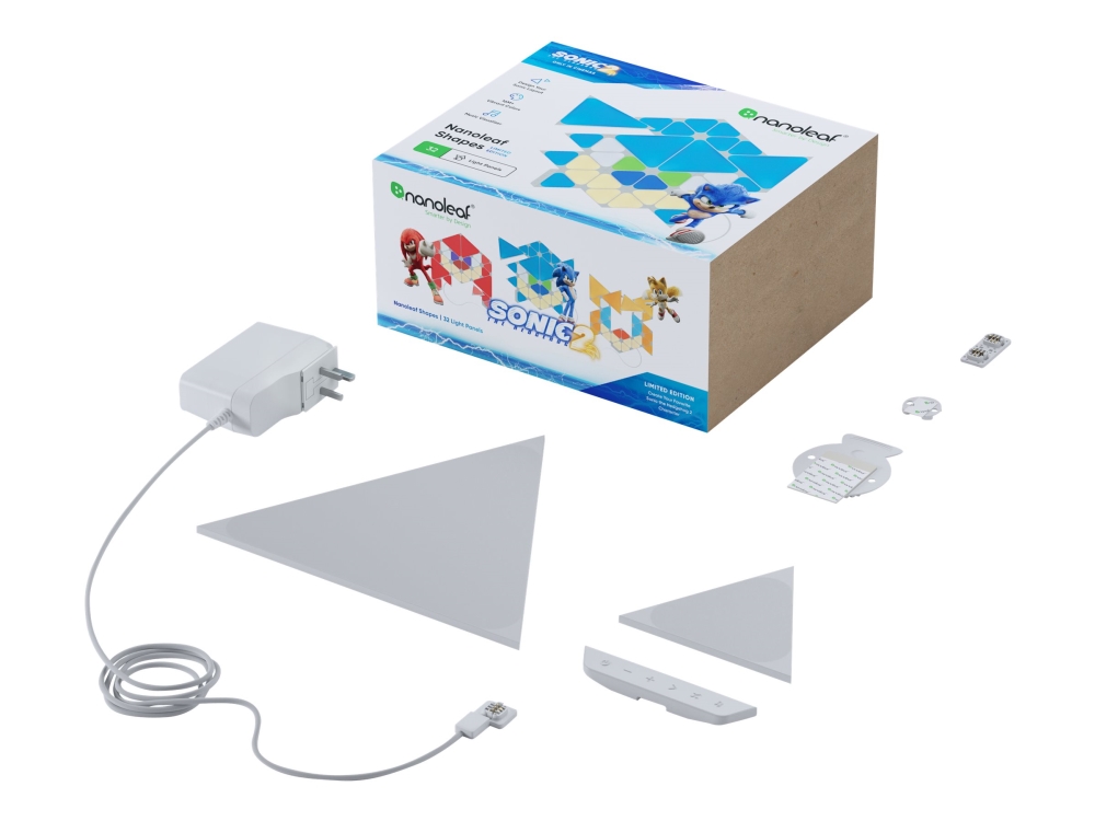 Nanoleaf Shapes Starter Kit (Sonic Limited Edition) - Trådløst belysningssæt - LED x 32 - klasse G - RGBW-lys - 1200-6500 K - triangel