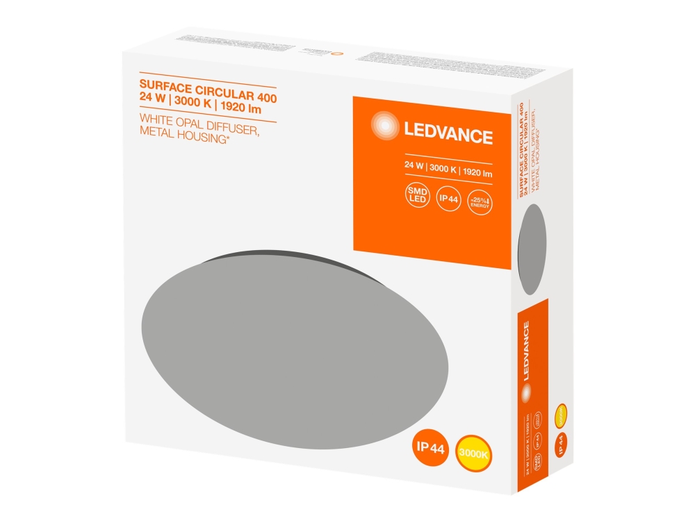 LEDVANCE SURFACE CIRCULAR 400 - Vägg-/taklampa - LED - 24 W - varmt vitt ljus - 3000 K - vit | Belysning - Inomhusbelysning - Inbyggd spotlight | GameStuff