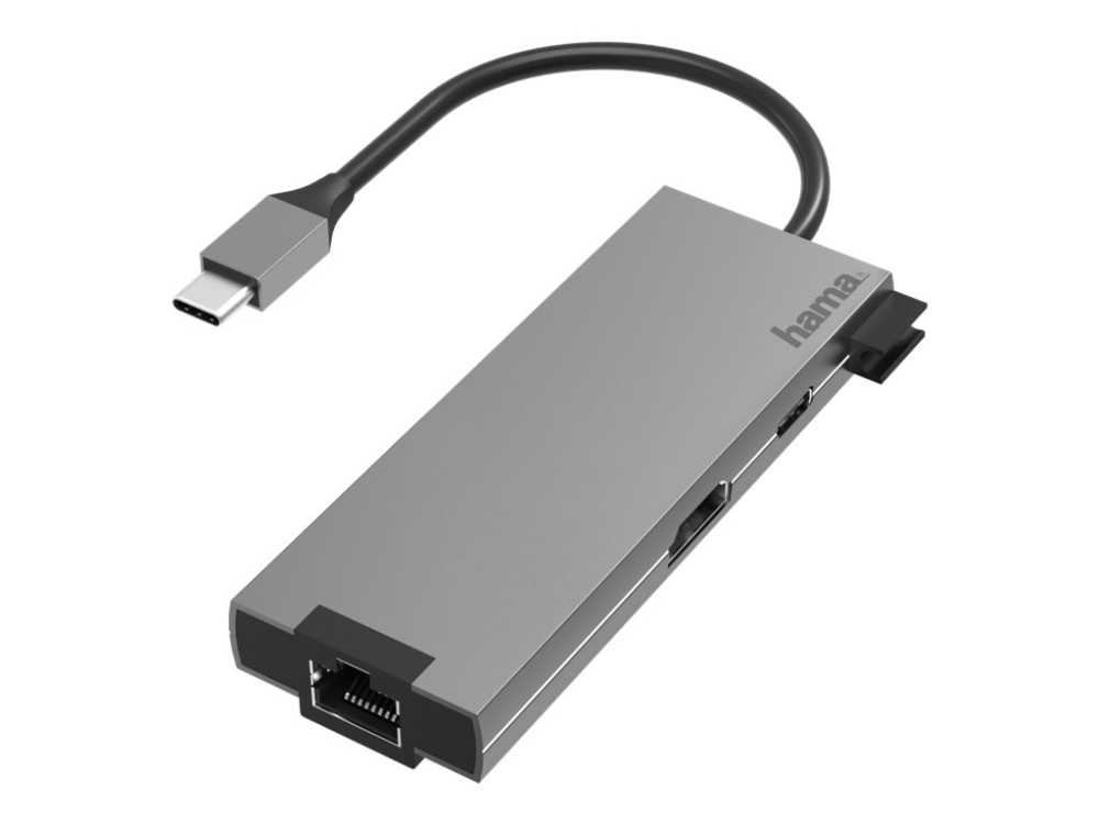 Hama Multiport Adapter - Dockningsstation - USB-C 3.2 Gen 1 - HDMI - 1GbE | Datorer & Surfplattor - Bärbara tillbehör - Port Replicator och dockning | GameStuff