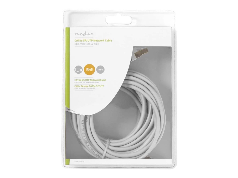 Nedis - Netværkskabel - Rj-45 (Han) Til Rj-45 (Han) - 100 M - Utp - Cat 5E - Formet, Rund - Grå