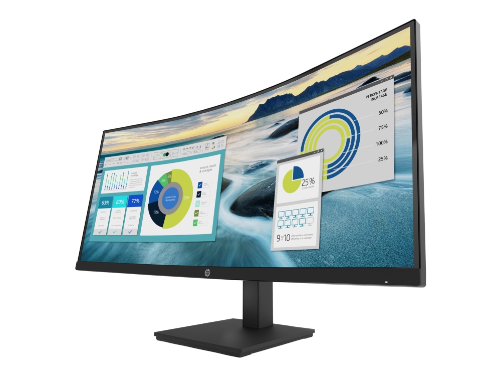 Hp P34hc G4 - P-Series - Led-Skærm - Kurvet - 34" - 3440 X 1440 Wqhd @ 60 Hz - Va - 250 Cd/M² - 3500:1 - 5 Ms - Hdmi, Displayport, Usb-C - Højtalere