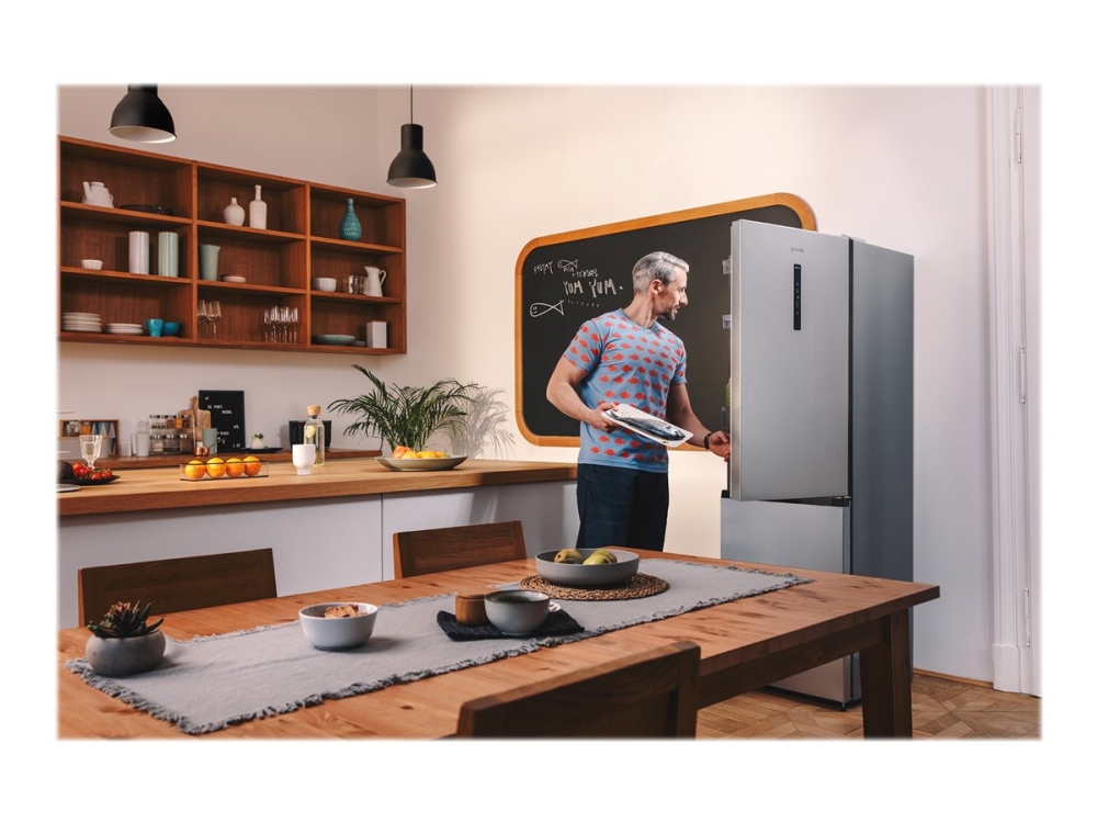 Gorenje NRK6192AS4 - Køleskab/fryser - bund-fryser - bredde: 59.5 cm - dybde: 59 cm - højde: 186 cm - 304 liter - Klasse E - grå