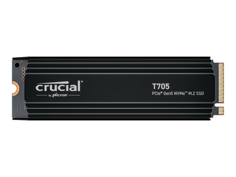 Crucial T705 - Ssd - Verschlüsselt - 1 Tb - Intern - M.2 2280 - Pci Express 5.0 (Nvme) - Tcg Opal Encryption 2.01 - Integrierter Kühlkörper