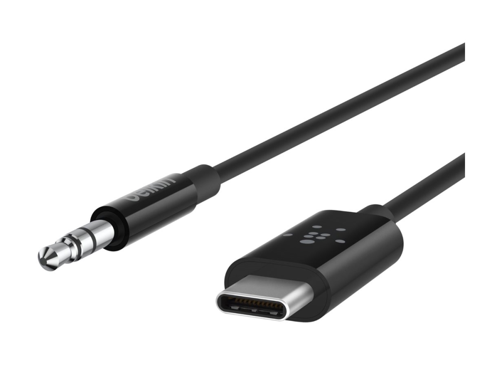 Belkin Rockstar - Audiokabel - Usb-C Han Til Mini-Phone Stereo 3.5 Mm Han - 91.4 Cm - Sort
