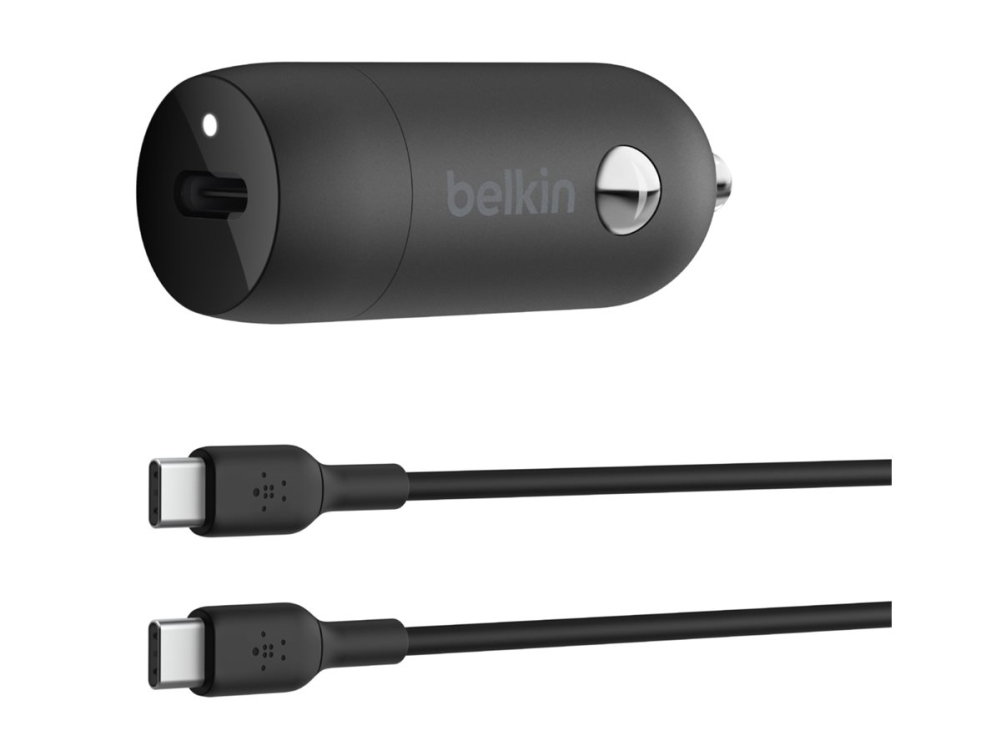 Belkin BoostCharge - Bilstrømsadapter - 30 Watt - 3 A - Fast Charge, Power Delivery 3.1 (USB-C) - sort