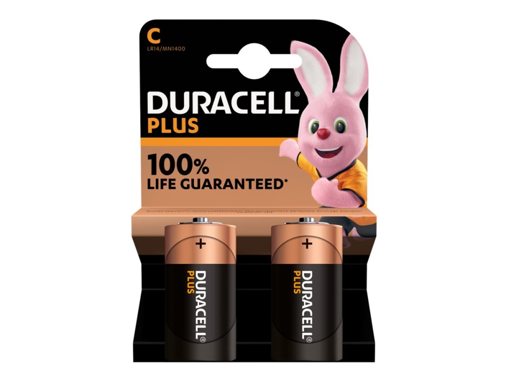Duracell Plus, Einwegbatterie, C, Alkali, 1,5 V, 2 Stück(E), Schwarz, Gold