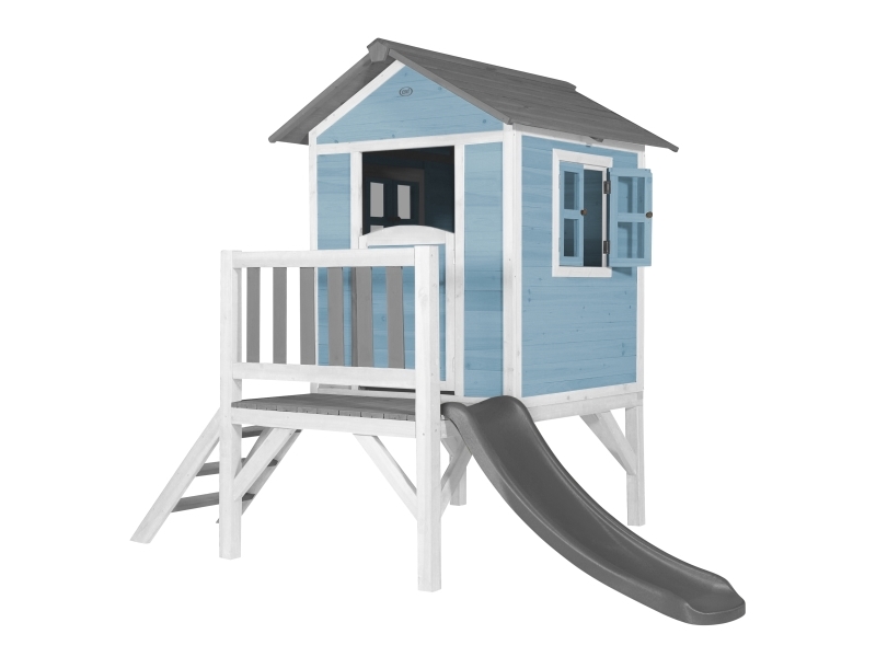 AXI Beach Lodge XL Playhouse Caribbean blue - Grey Slide, Legehus på pæle, 2 År, 1 dør(e), Rutsjebane, Blå, Grå, Hvid