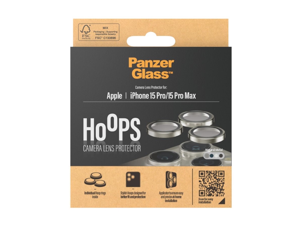 Panzerglass Hoops - Objektiv Beskyttelse For Mobiltelefon - Glas - Rammefarve Sort - For Apple Iphone 15 Pro, 15 Pro Max