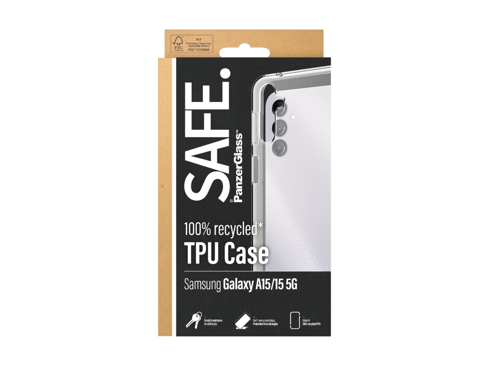 Safe. By Panzerglass - Bagsidecover Til Mobiltelefon - Selvhelbredende Tpu - Gennemsigtig - For Samsung Galaxy A15, A15 5G